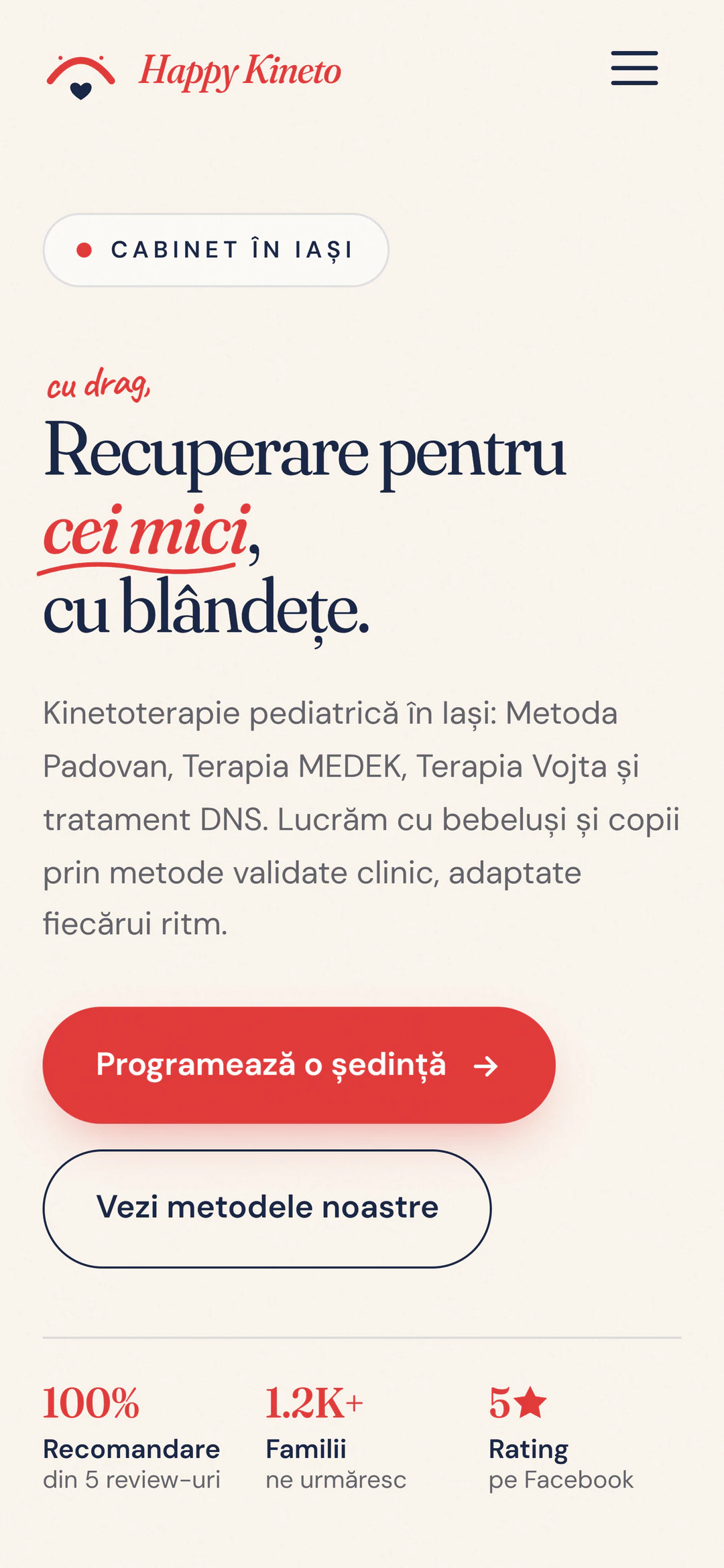 Site-ul Happy Kineto, realizat de WebImperial, pe telefon