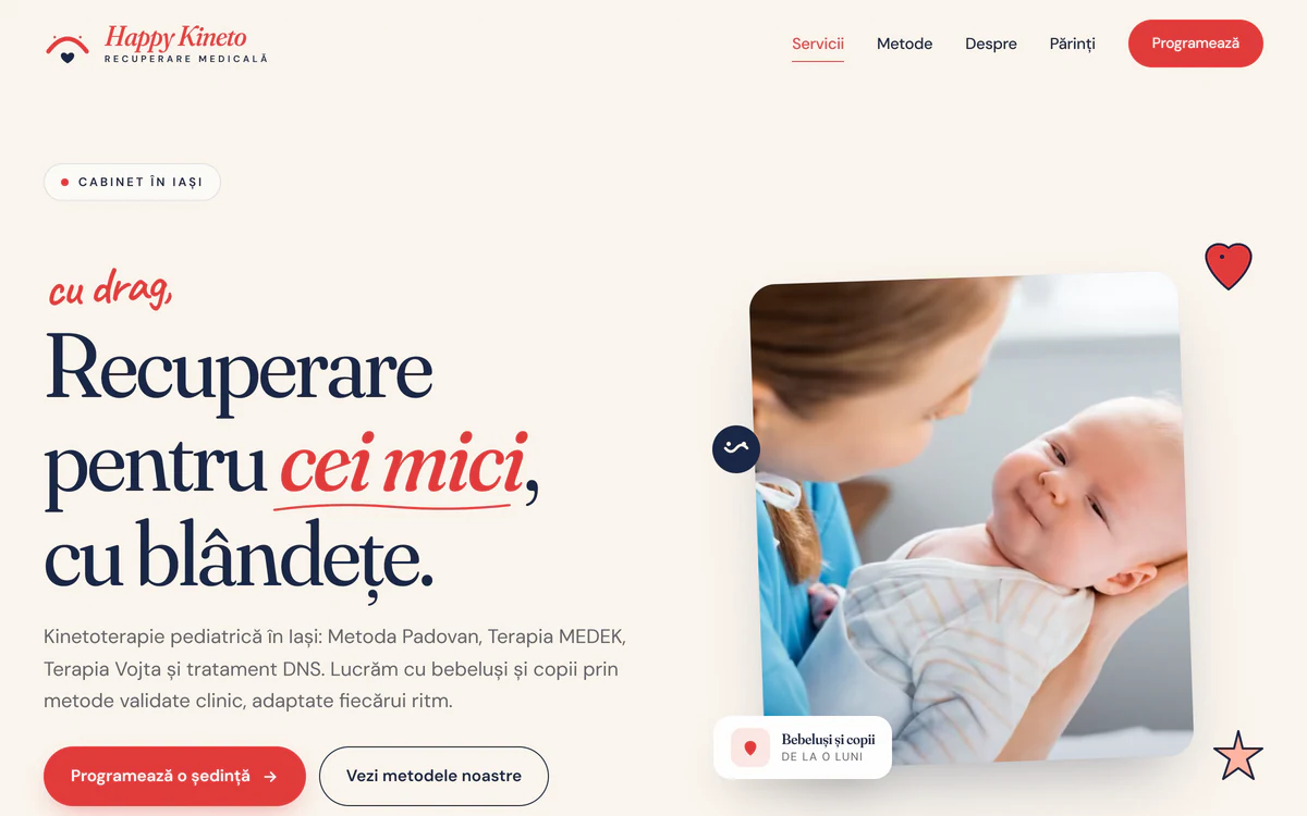 Site-ul Happy Kineto, realizat de WebImperial, pe laptop