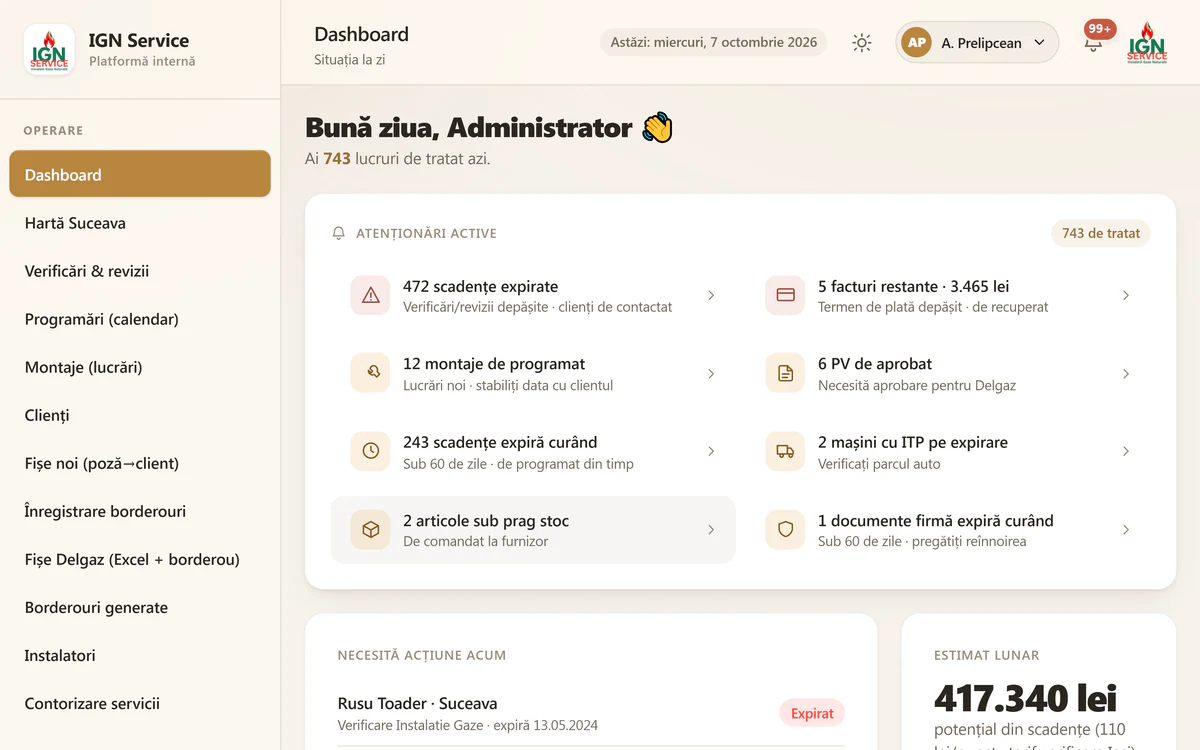 Site-ul IGN Service Platform, realizat de WebImperial, pe laptop
