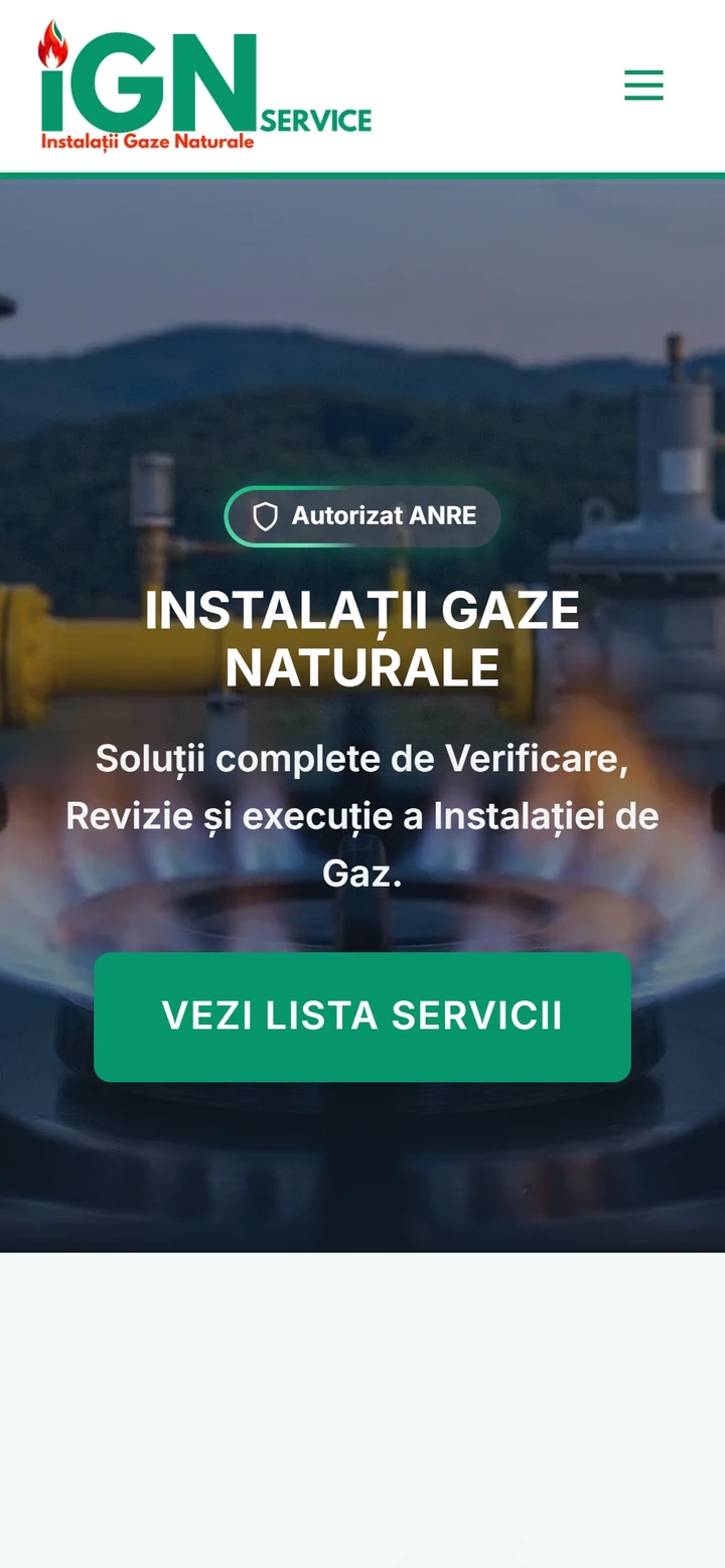 Site-ul IGN Service, realizat de WebImperial, pe telefon