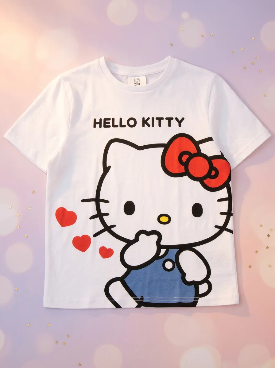 Tricou de copii fotografiat pe fundal în degrade, cu bokeh și stele aurii
